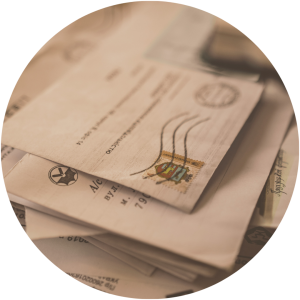 Stack of business letters representing mail handling, document forwarding and registered office services in Hungary