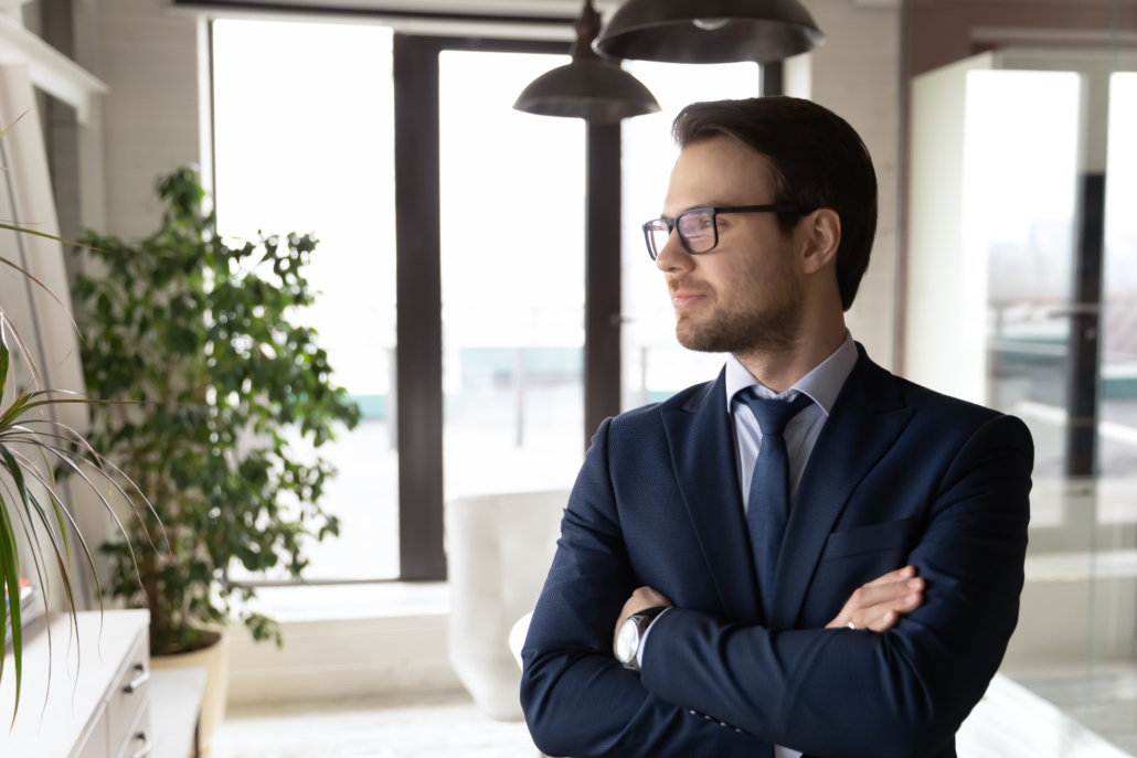 Business professional in an office representing registered office service and company support in Hungary