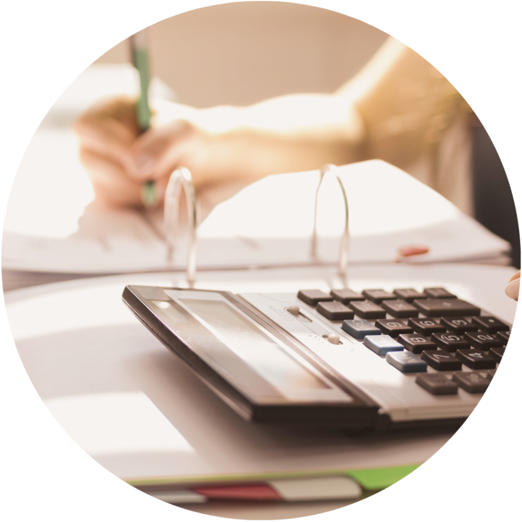 Calculator and business documents representing tax calculation, local business tax optimization and registered office services in Hungary